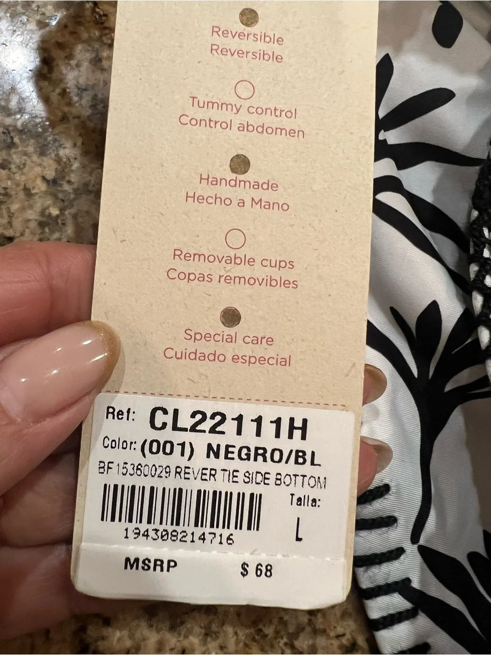 Cosita Linda Nature’s Nomads Reversible Bikini Set Black White L NWT
